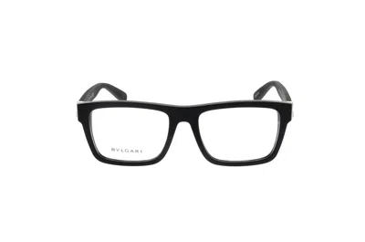 Bulgari Rectangular Frame Glasses In Shiny Black
