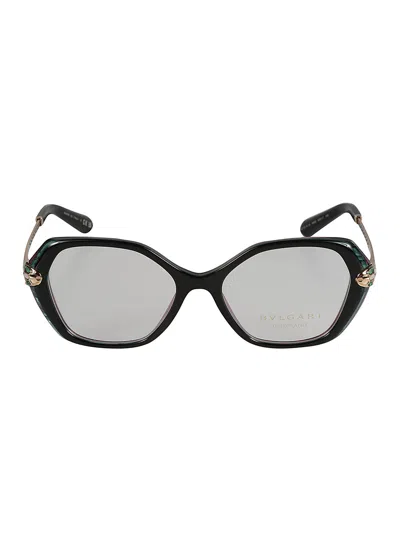 Bulgari Metal Temple Octagon Rim Glasses In 5485