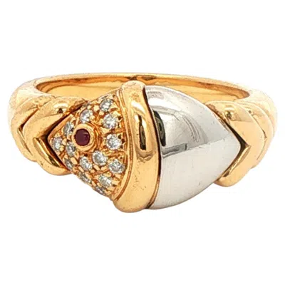 Pre-owned Bulgari Roma Fish Pesce Ring In Multi