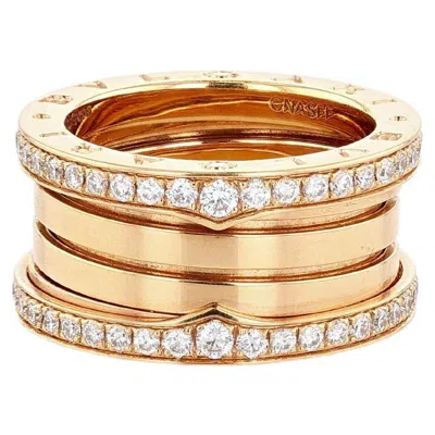 Pre-owned Bulgari Rose Gold And Diamond B.zero1 Ring In Red