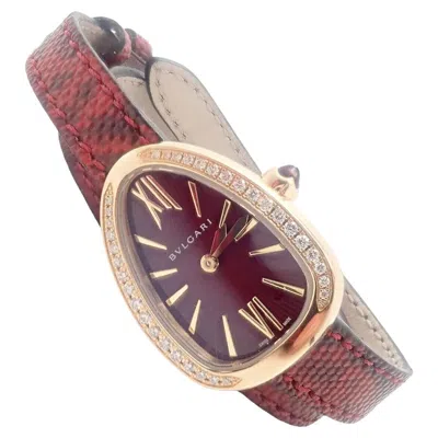 Pre-owned Bulgari Rose Gold Diamond Tubogas Red Serpenti Snake Wristwatch