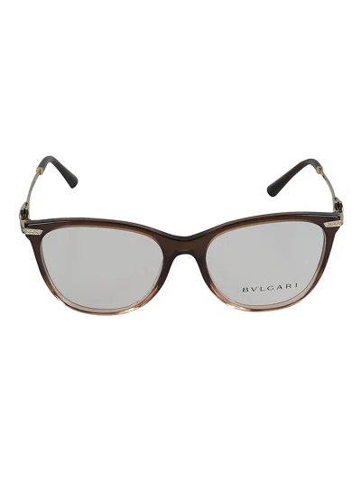 Bulgari Round Rim Logo Hinge Glasses In 5476