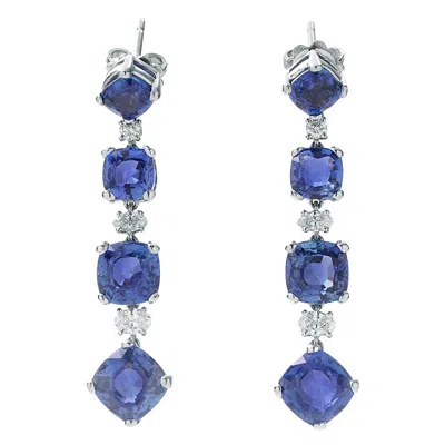 Pre-owned Bulgari Sapphire And Diamond Earrings In Blue