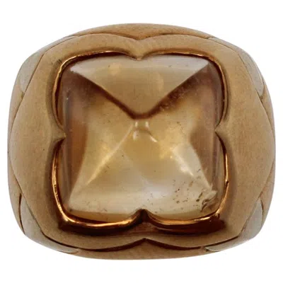 Pre-owned Bulgari Sculptural Yellow Gold Ring With Citrine Cabochon Center