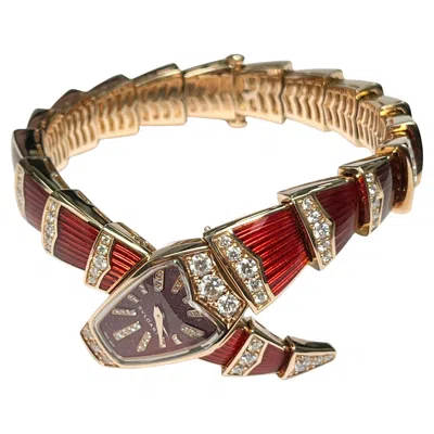 Pre-owned Bulgari Serpenti 18k Gold Diamond Wristwatch In Multi