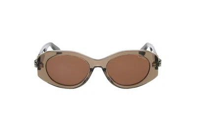 Bulgari Serpenti Forever Oval Frame Sunglasses In Shiny Dark Brown / Brown