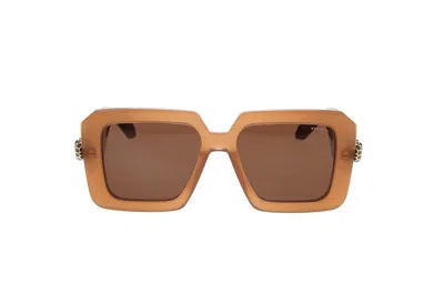Bulgari Serpenti Forever Rectangular Frame Sunglasses In Shiny Light Brown / Brown
