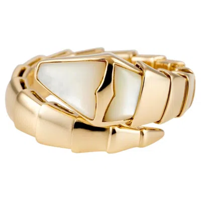 Pre-owned Bulgari Serpenti Ring In 18k Gold And Mother-of-pearl, Italy, 2010 In Multiple