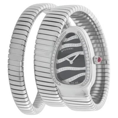 Pre-owned Bulgari Serpenti Serpent Diamond & Stainless Steel Ladies Watch Sp35bdsds 102441 In Multi