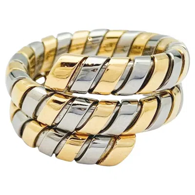 Pre-owned Bulgari Serpenti Tubogas Ring In 18k Yellow Gold And Steel, 1980s