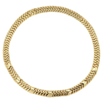 Pre-owned Bulgari Spiga Chevron Link Necklace 18k Yellow Gold