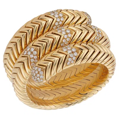 Pre-owned Bulgari Spiga Diamond Yellow Gold 3 Row Bracelet