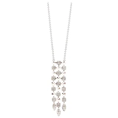 Pre-owned Bulgari Stunning Bvlgari 18 Karat White Gold Diamond Pendant Chain Necklace