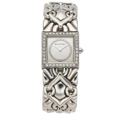 Pre-owned Bulgari Trika Diamond 18k White Gold Integral Bracelet Square Watch Full Set