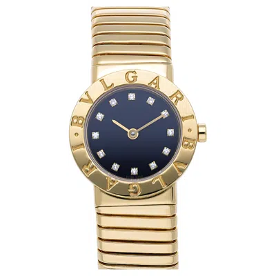 Pre-owned Bulgari Tubogas Bb23 18k Yellow Gold Diamond Dial 26mm Ladies Watch Full Set