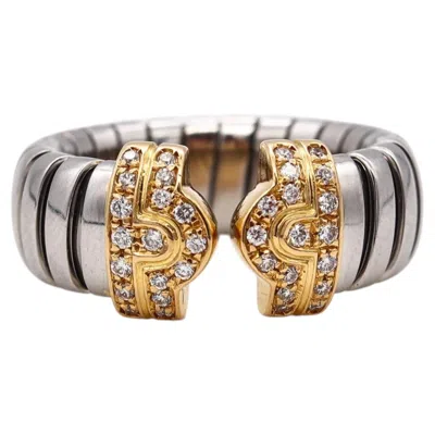 Pre-owned Bulgari , Two-colour "parentesi Tubogas" Diamond Ring, Vintage In Multi