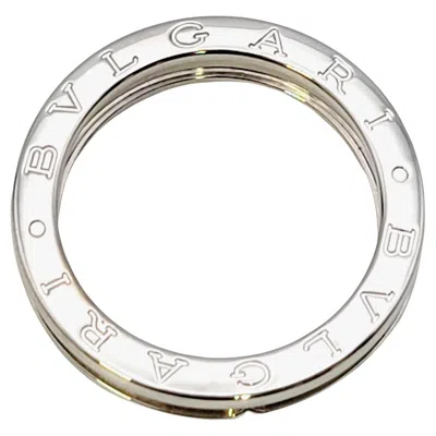 Pre-owned Bulgari Unisex B.zero1 Logo Etched Band Ring In 18 Karat White Gold, Size 58