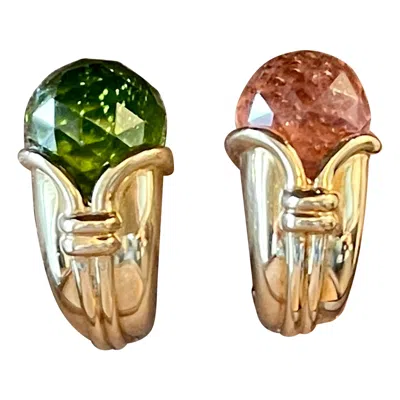 Pre-owned Bulgari Vintage 18 K Yellow Gold Earclips  Torumaline Peridot Cornucopia Earrings