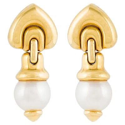 Pre-owned Bulgari Vintage 1990s Bvlgari Pearl Drop Earrings In Multi