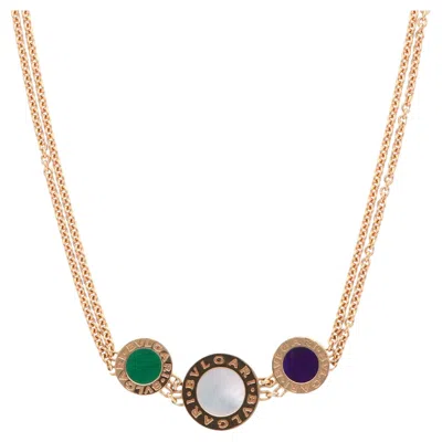 Pre-owned Bulgari Vintage  Bvlgari Bvlgari Multi Gemstone Necklace In Rose Gold In Red