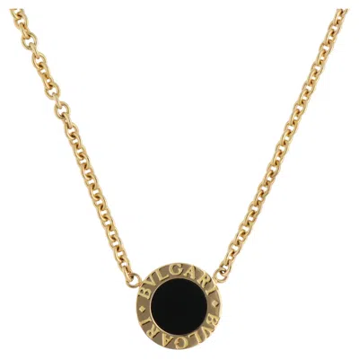 Pre-owned Bulgari Vintage  Bvlgari Bvlgari Onyx Disc Necklace In Yellow Gold