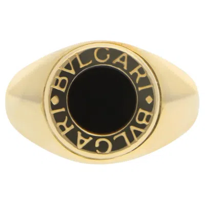 Pre-owned Bulgari Vintage  Bvlgari Bvlgari Onyx Signet Ring In Yellow Gold