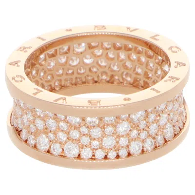 Pre-owned Bulgari Vintage  B.zero1 Pavé Diamond Ring In Rose Gold In Red