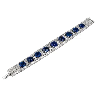 Pre-owned Bulgari Vintage  Ceylon Sapphire Diamond Bracelet In Blue