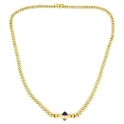 Pre-owned Bulgari Vintage  Necklace 18k Gold Gemstones Curblink Chain Necklace In Multiple