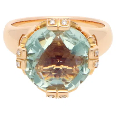 Pre-owned Bulgari Vintage  Parentesi Green Quartz And Diamond Ring
