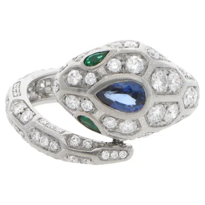 Pre-owned Bulgari Vintage  Serpenti Seduttori Diamond Set Ring In White Gold