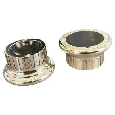 Pre-owned Bulgari Vintage  Sterling Silver And Onyx Column Bowls, 20th Century In Black