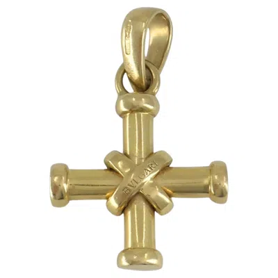 Pre-owned Bulgari Vintage Bvlgari 18k Yellow Gold  Cross Pendant