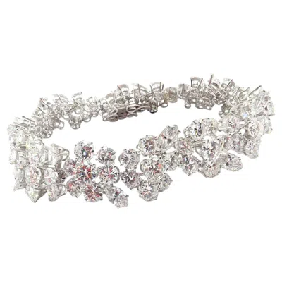 Pre-owned Bulgari Vintage Bvlgari  38ct Diamond Platinum Floral Bracelet In Multi