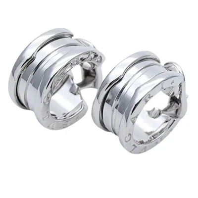 Pre-owned Bulgari Vintage Bvlgari  B.zero1 18 Karat White Gold Hoop Stud Earrings With Box