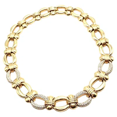 Pre-owned Bulgari Vintage Bvlgari  Diamond Yellow Gold Link Necklace