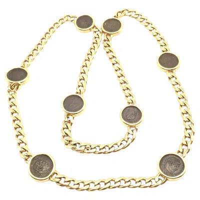 Pre-owned Bulgari Vintage Bvlgari  Monete Eight Ancient Coins Yellow Gold 32" Link Necklace