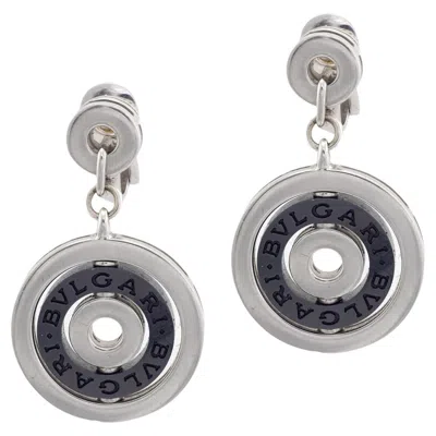 Pre-owned Bulgari Vintage Bvlgari Ceramic 18k White Gold Circular Drop Earrings