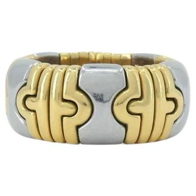 Pre-owned Bulgari Vintage Bvlgari Parentesi 18k Gold Steel Flex Ring In Multi