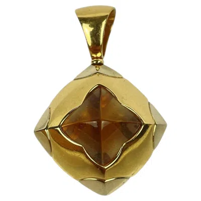 Pre-owned Bulgari Vintage Bvlgari Pyramid 18k Gold Citrine Pendant In Multiple