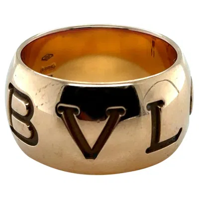 Pre-owned Bulgari Vintage Bvlgari Rose Gold Monologo Ring In Red