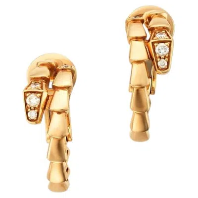 Pre-owned Bulgari Viper Yellow Gold Diamond Earrings