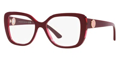 Bulgari Women's 54 Mm Bordeaux On Transparent Opticals In Brown