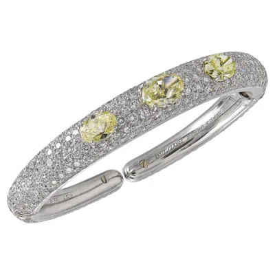 Pre-owned Bulgari Yellow Diamond Pav� Bombe Cuff In 18k Yellow Gold � Signed Fine Jewelry