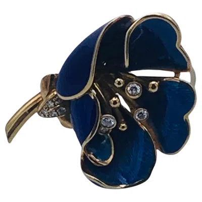 Pre-owned Bulgari Yellow Gold And Enamel Brooch And Diamonds