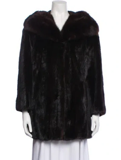 Pre-owned Bullock's Mink Faux Fur Coat In Brown