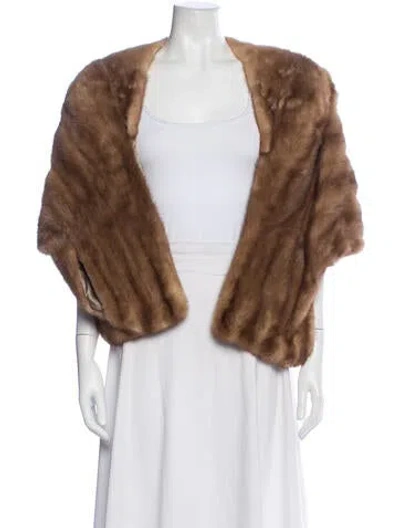 Pre-owned Bullock's Mink Stole Fur Shawl In Neutral