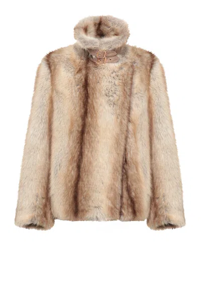 Bully Beige Faux Fur Jacket In Brown