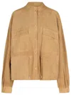 Bully Beige Leather Jacket In Brown
