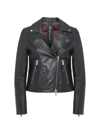 Bully Biker Leather Jacket In Gray